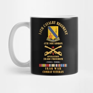 Army - 14th Cavalry Regiment w Cav Br - 4th Squadron - OIF - 2005-2006 - Red Txt Cbt Vet w IRAQ SVC X 300 Mug